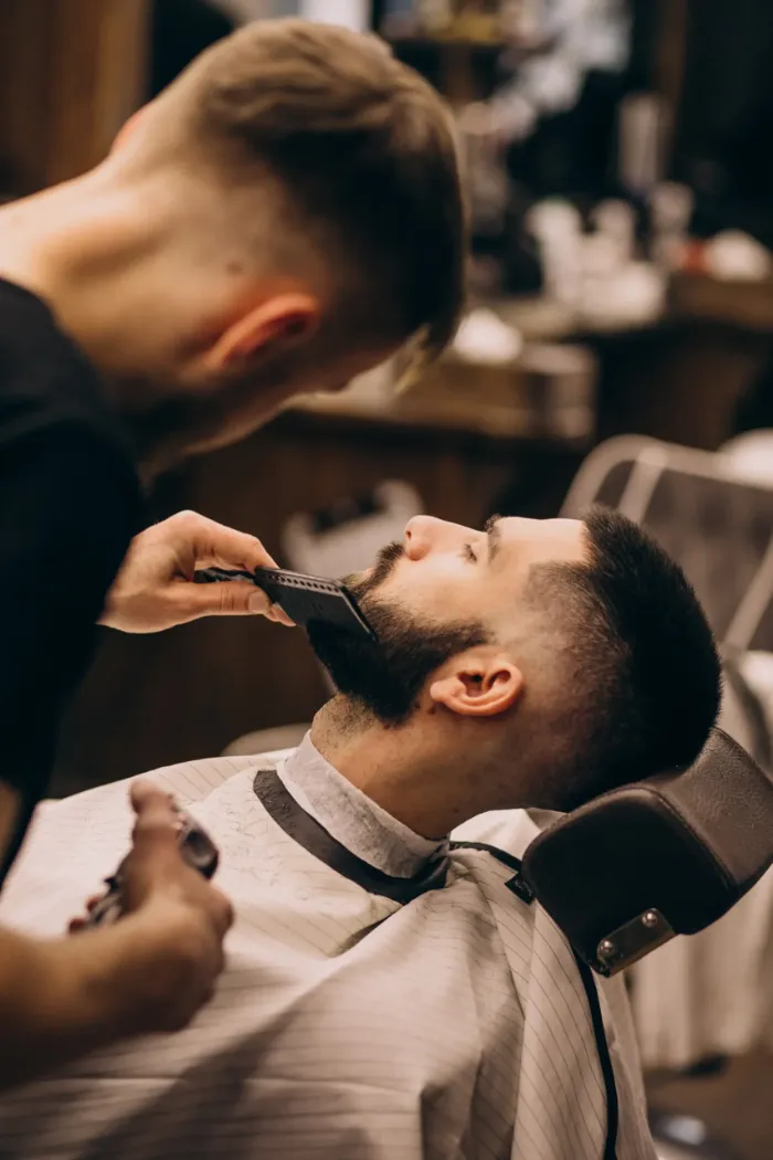 Beard trim in the chair